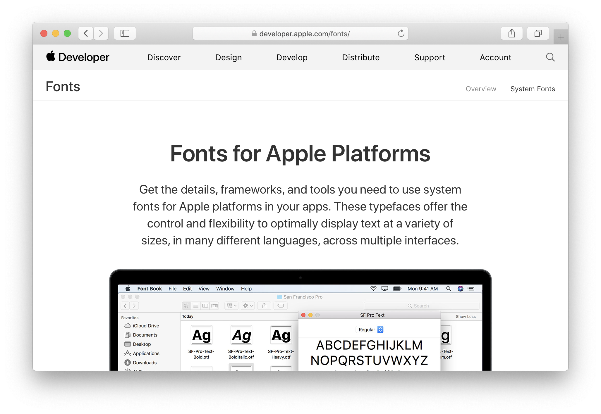 Apple Developer Fonts Download Page